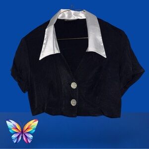 Black and White Women's Cropped Vest